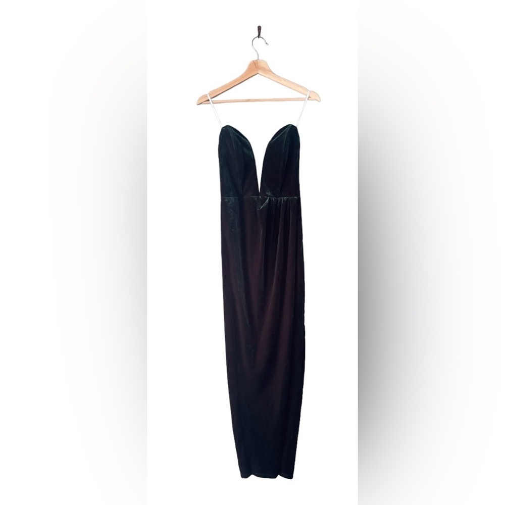 Lulus Emerald Green Strapless Velvet Maxi dress, size small